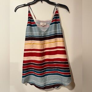LOFT Multicolor Striped V-Neck Top